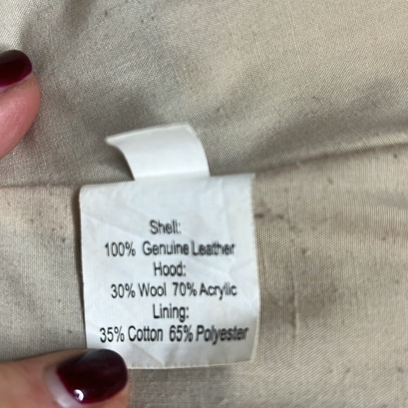 Jakett New York Sz M Tan Leather Vest Jacket with Detachable Knit Sweater Hood - Picture 6 of 9